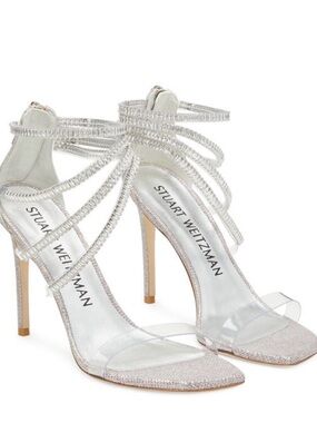 Stuart Weitzman SUPERGLAM Rosewater clear Strap Stiletto NWT🪩